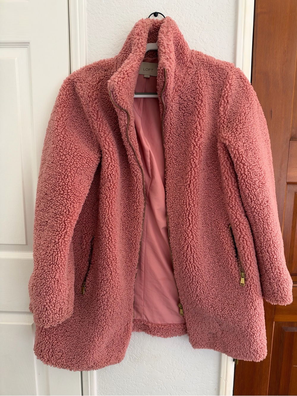 Loft - Faux pink sherpa coat